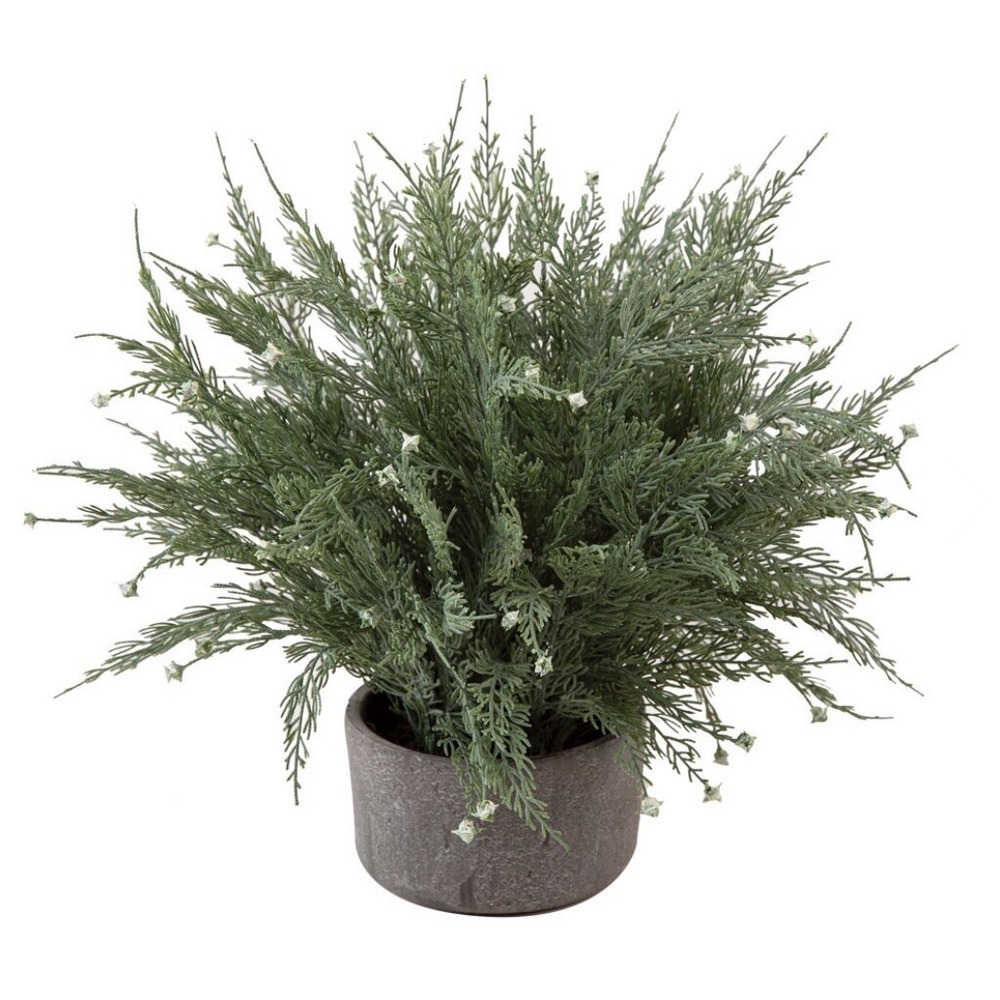 Artificial Cypress Pot Decorative Farmhouse Country Cottage Potted Plant 13"H‎